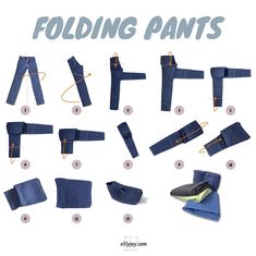 the instructions for folding pants and how to fold them