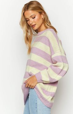 Purple and Cream Striped Sweater

How to style:

 Elevate your wardrobe with the Snuggle Lilac Striped Oversized Striped Sweater (). Its oversized fit and full length make it perfect for styling with leggings or your favourite jeans (). Cozy up in style with this purple and cream striped sweater.

 
Features:


  
 * Long sleeves 
 * Pull on design 
 * Scoop neck 
 * Oversized fit 
 * Full length 
 * Heavy weight knit material 
 * Cuffed sleeves Oversized Striped Sweater, Prom Midi Dress, 60's Dress, Summer Playsuit, Sweater Crop, Beginning Boutique, Strapless Tops, Crop Top Sweater, New Tops