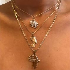 PRICES MAY VARY. African map necklaces is made of alloy,strong and durable, not easy to fade and break. It is small and lightweight but with good colour and shine Egyptian Queen jewelry necklaces are 3 layer,approx size is15.7in（40cm）+17.7in（45cm）+19.6in（50cm）+(2.3in"（6cm）+extender chain),weight 25.6g,There is no worry about the length cause its adjustable and flexible chain, which will adapt your neck Gold adjustable necklaces feature in elephant,Egyptian Queen and map.Special design adds atmos Cheap Glamorous Gold Rhinestone Necklace, Cheap Gold Necklaces With Rhinestones, Lira Chain Necklace, Gold Chocker Necklaces, Cheap Gold Necklace With Rhinestones, Gold Chain Necklace Amazon, Baddie Necklace Set, Cheap Gold Rhinestone Glamorous Necklace, Versace Layered Necklace