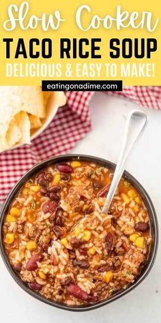 slow cooker taco rice soup in a bowl