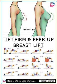 the poster shows how to do an exercise with dumbs and push ups for breast lift