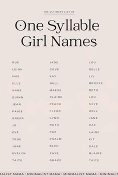 the ultimate list of one sylabe girl names