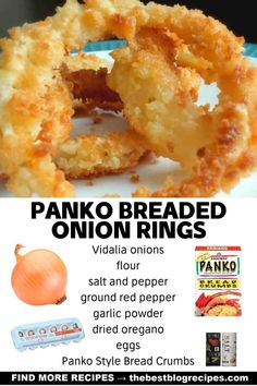 an advertisement with onion rings and other food items on the front page, including onions