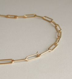 Paperclip Necklace 14k Gold Fill Paperclip Link Necklace, Necklace Clasps Ideas, Handmade Gold Necklace, Course Ideas, Paperclip Necklace, Elongated Oval, Burlap Bags, Necklace Clasps, Paper Clip