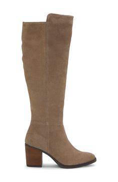 A chunky stacked heel and rounded toe frame this knee-high side-zip boot wrapped in supple leather with minimalist details. 2 1/2" heel 15 1/4" shaft; 14 3/4" calf circumference Leather upper and lining/rubber sole Imported Minimalist Details, Wrap Boots, Side Zip Boots, Stacked Heel, Knee High Boots, Lucky Brand, Side Zip, Knee High, Nordstrom Rack