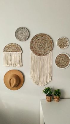 the wall hangings are made from woven material