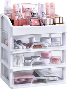 Simbuy Makeup Organizer with 3 Drawers, Bathroom Vanity Countertop Storage for Cosmetics, Brushes, Lotion, Nail Lipstick and Jewelry (White) Vanity Inspo, Bathroom Vanity Countertop, 2022 Gift Ideas, Shelf Vanity, Vanity Counter, Makeup Organization Vanity, Makeup Drawer, Hair Dryer Holder, Countertop Storage