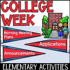 a poster with the words college week and an image of two people standing in front of a