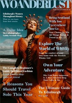 the cover of wanderlust magazine with an image of a woman in orange dress