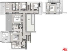 the floor plan for an apartment building with three floors and two levels, in which there are