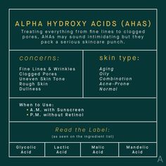 Concerns and on which skin type Natural Skin Care Ingredients, Bumpy Skin, Alpha Hydroxy Acid, Chemical Peel