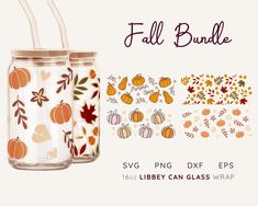 fall bundle svg, png, dxf and epss for the library can glass wrap