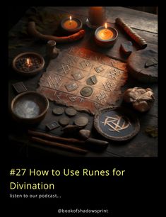 a table with candles and other items on it, including an image of the words how to use rules for diction