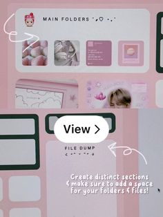 an advertisement for a website with pink and green graphics on it's back cover