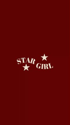 the star girl logo is shown on a dark red background, with white stars above it