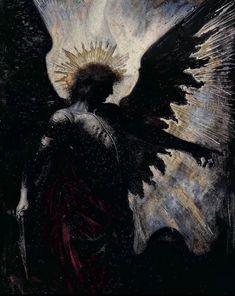 an angel with wings is shown in this painting