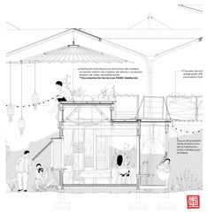 an architectural drawing of a house with people in it