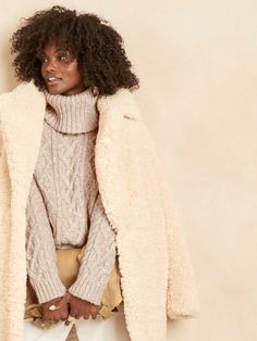 Cable-Knit Turtleneck Sweater | Banana Republic Mountain Outfit Winter, Cable Knit Turtleneck, Mountain Outfit, Chic Wardrobe, Sweater Turtleneck, Cable Knit Turtleneck Sweater, Chunky Cable Knit, Fisherman Sweater, Knit Turtleneck