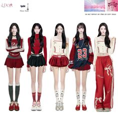 ᴅᴏ ɴᴏᴛ ʀᴇᴘᴏꜱᴛ ᴍʏ ᴘɪɴꜱ ᴏʀ ᴄᴏᴘʏ ɪᴅᴇᴀꜱ #outfitstyle Cute Kpop Concept, Red Performance Outfits Kpop, Kpop Party Outfit, Red Kpop Outfits, Kpop Group Outfits Ideas, Idols Outfits Stage, Kpop Outfits Ideas, Idol Outfit Ideas, Kpop Idol Outfits