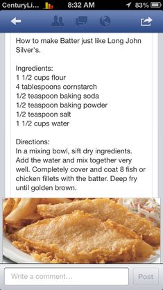 the recipe for baked fish and chips is shown in this screenshoter screen shot