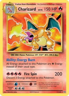 a pokemon card with the name charizard on it