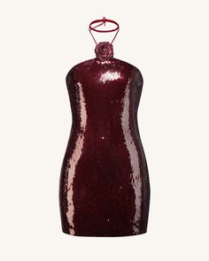 Halter Club Dress, Burgundy Dress Mini, Vegas Mini Dress, Mini Burgundy Dress, Ysl Mini Dress, Black And Burgundy Dress, 90s Dresses Party, Maroon Fashion, Mini Bodycon Dress