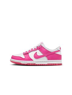 NIKE BIG KIDS DUNK LOW - LASER FUCHSIA NIKE Nike Shoes Girls, Preppy Shoes, Jordan Shoes Girls, All Nike Shoes, Cute Nike, Cute Nike Shoes, Cute Sneakers, Shoe Ideas, Cute Nikes