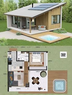 Small Cottage House Plans, Shed To Tiny House, House Plans One Story, Tiny House Floor Plans, Small House Design Plans, Cottage Cabin, Hair Red, Small Houses