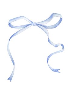 a watercolor drawing of a blue ribbon tied in a bow on a white background