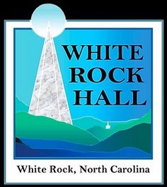 the white rock hall logo with mountains in the background