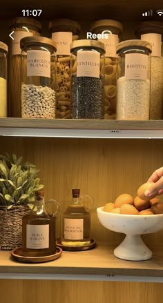 the shelves are filled with different types of spices