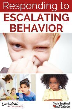 the cover of responding to escalating behavior, with three images of children and adults