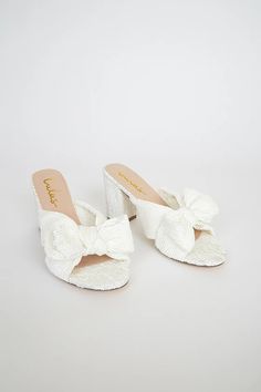 Cute Ivory Sandals - White High Heel Sandals - Bow Sandals - Lulus Hoco Heels, Hoco Shoes, White High Heel Sandals, Ivory Sandals, White High Heels, Bridal Heels, Fancy Shoes, Bridesmaid Shoes, Bow Sandals