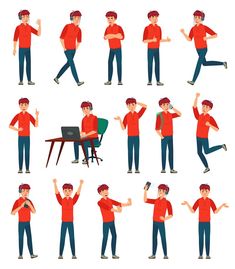 a man in various poses and gestures