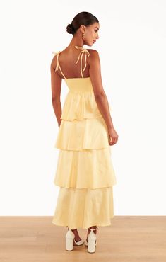 Check out Meet Cute Dress ~ Pale Yellow Taffeta. Get $10 off + free shipping with Club Mumu. Tulle Dress Yellow, Chic Yellow Tiered Maxi Dress, Yellow Tiered Skirt Maxi Dress, Yellow Tiered Midi Dress For Brunch, Elegant Yellow Tiered Maxi Dress, Chic Yellow Tiered Dress, Chic Yellow Tiered Skirt Dress, Yellow Bridesmaids Dress, Yellow Floral Summer Dress