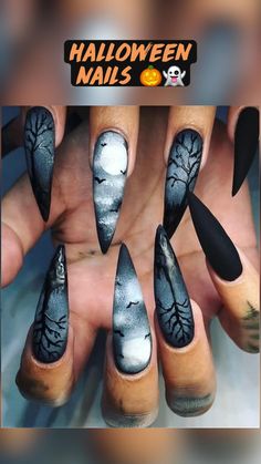 Ongles Goth, Cute Halloween Nails, Stiletto Nail Art, Halloween Cake