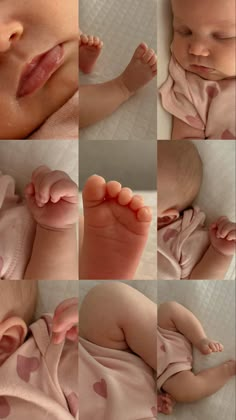 a collage of photos with baby's feet and toes in different stages of development