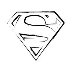 a black and white drawing of the letter s with a superman symbol in the center