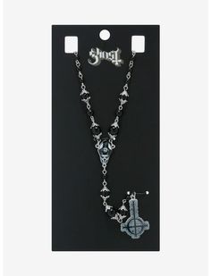 Ghost Pendant Rosary Necklace | Hot Topic Ghost Band Necklace, Rosary Design, Rosary Ideas, Dress Making Ideas, Right Arrow Icon, Left Arrow, Hot Topic Jewelry, Papa Emeritus, Location Icon