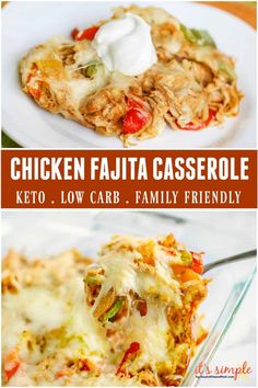 chicken fajita casserole is an easy, low carb family friendly meal