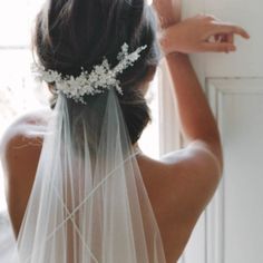 the back of a bride's head wearing a veil