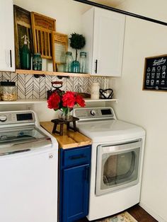 a washer and dryer in a small kitchen