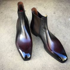 Handmade Burgundy Black Shaded Patina Leather Classic Chelsea Boot on Storenvy African Wear Styles For Men, Best Shoes For Men