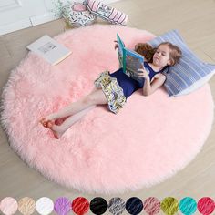 PRICES MAY VARY. ⭐Fluffy Rug With Rubber Backing: The biggest feature of this material is its amazingly soft touch especially when you walk on it. This softness comes from a thousand of 1.5" plush fibers. Besides, we also feature a rubber backing to keep it in place. ⭐Perfect for Kid's Room: Do you have a little one fond of playing on the floor? If so, This is a"must buy" for your kids! Its vivid color and furry appearance enhance a kid's room. Meanwhile, our plush rug also offers warmth and com Fluffy Circle Rug, Round Carpet Living Room, Circular Rug, Ideas Habitaciones, Circular Rugs, Teenage Room, Pink Carpet, Pink Round