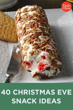 the cover of christmas eve snack ideas, with an image of a roll and cracker