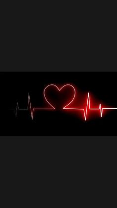 a red heart and heartbeat on a black background