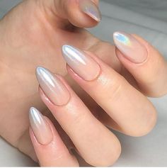 Maid Of Honor Nails, Metallic Nail Ideas, Nail Designs For Brides, Salmon Nails, Wedding Nail Designs, Ombre Chrome Nails, Opal Nails, Metallic Nail