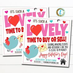 Valentine Realtor Pop By Tags, It's a Lovely Time to Buy or Sell, Referral Marketing Gift Tag Real Estate, Printable, DIY Editable Template Referral Marketing, Marketing Gift, Promotional Products Marketing, Tag Print, Wishes For You, Printable Diy, Gift Tag