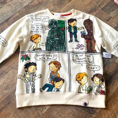 a star wars sweater with cartoon characters on it