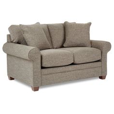 an image of a couch with pillows on the armrests and pillow back cushions